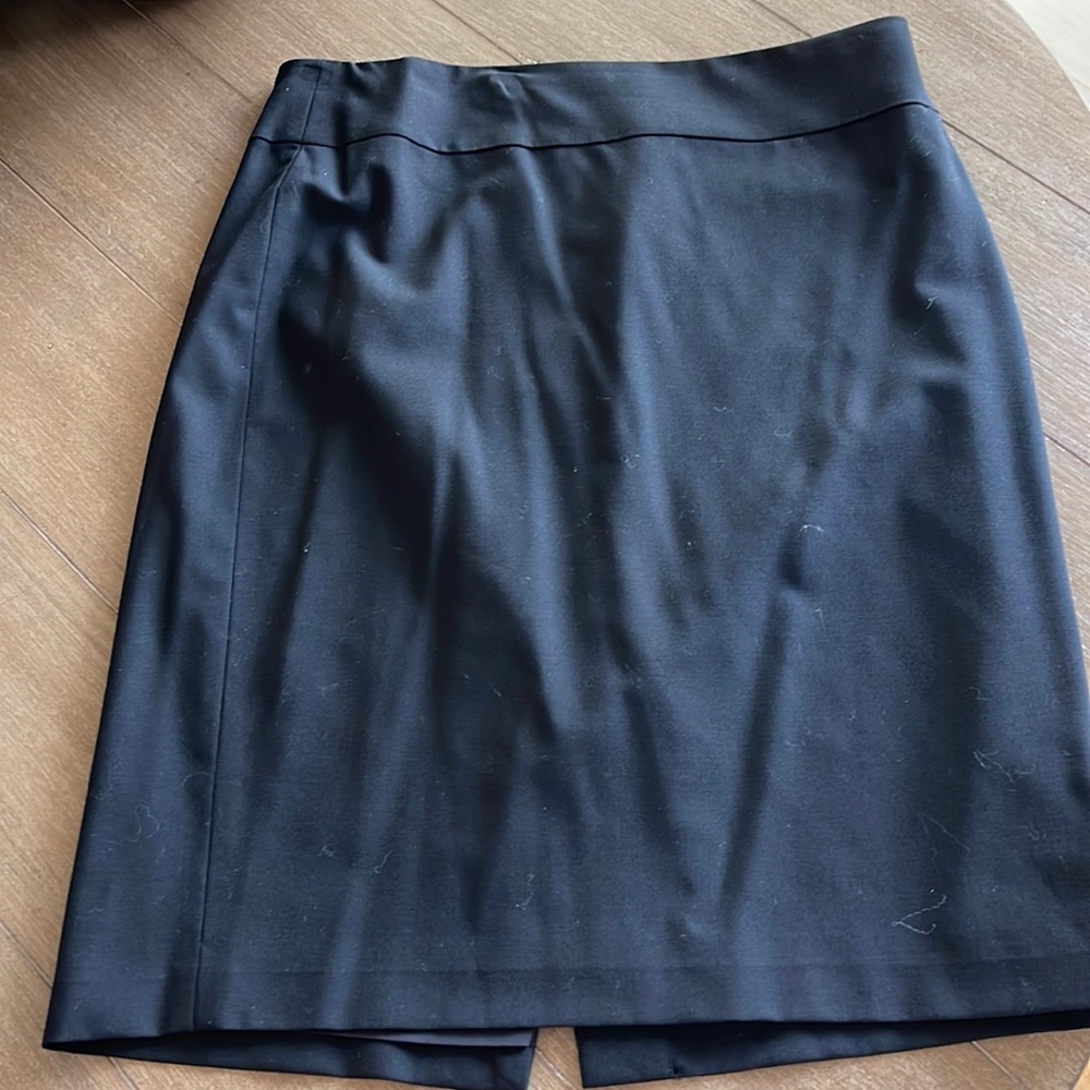 Black stretch wool pencil skirt